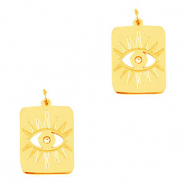 Anh&auml;nger aus Stainless Steel - Rostfreiem Stahl Eye of providence Rectangle Gold