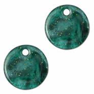 Anhänger aus Resin Glitzer 12mm Multicolor green