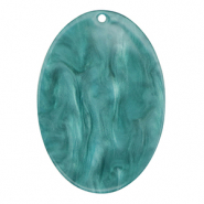 Anh&auml;nger aus Resin Oval Petrol blue