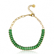 Stainless Steel - Rostfrei Stahl Armb&auml;nder Gold-green