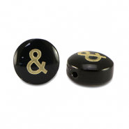 Glas Perlen Rondell "&" Black-gold