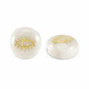 Glas Perlen Rondell shell look eye White-gold