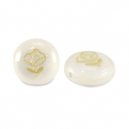 Glas Perlen Rondell shell look rose White-gold