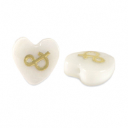 Glas Perlen heart shell look "&" White-gold