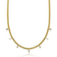Stainless Steel - Rostfrei Stahl Snake Kette Crystal Gold-crystal