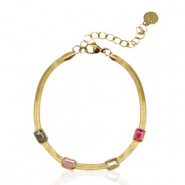 Stainless Steel - Rostfrei Stahl Snake Armb&auml;nder Crystal Gold-multicolour