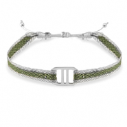 Armband Schmuckband mit Stainless Steel Zwischenst&uuml;ck Green-silver