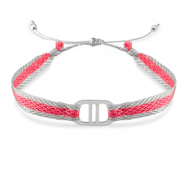 Armband Schmuckband mit Stainless Steel Zwischenst&uuml;ck Dark pink-silver