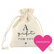 Leinen Schmuck Beutel "a gift for you" Off white