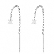 Stainless Steel - Rostfrei Stahl Ohrringe Flower Silver