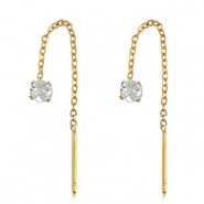 Stainless Steel - Rostfrei Stahl Ohrringe Zirconia Gold