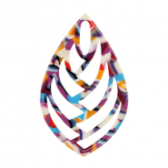 Anhänger aus Resin Blatt Multicolor confetti
