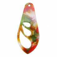 Anhänger aus Resin Flügel Multicolor pink-green