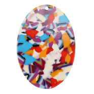 Anhänger aus Resin Oval Multicolor confetti