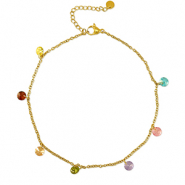 Stainless Steel - Rostfrei Stahl Fussketten Stone Gold-multicolour