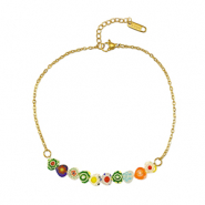 Stainless Steel - Rostfrei Stahl Armb&auml;nder Millefiori Gold-multicolour
