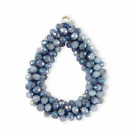 Facetten Perlen Anh&auml;nger Drop Seaport blue