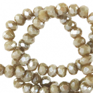 Facetten Top Glas Perlen 4x3mm Rondellen Khaki green-pearl shine coating