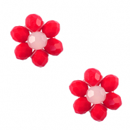 Facetten Perlen Anh&auml;nger Flower Red-pink