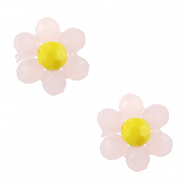 Facetten Perlen Anh&auml;nger Flower Pink-yellow