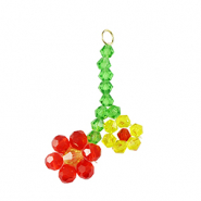 Facetten Perlen Anh&auml;nger Flower Gold-red yellow