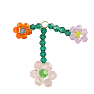 Facetten Perlen Anh&auml;nger Flower Gold-pink orange