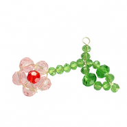 Facetten Perlen Anh&auml;nger Flower Gold-pink red