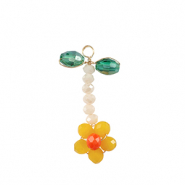 Facetten Perlen Anh&auml;nger Flower Gold-green yellow