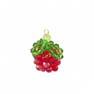 Facetten Perlen Anh&auml;nger Raspberry Gold-red green