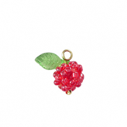 Facetten Perlen Anh&auml;nger Berry Gold-green red