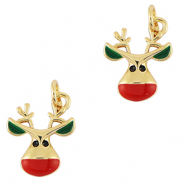 TQ Metall Brass Anh&auml;nger Reindeer Gold
