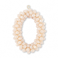 Facetten Perlen Anhänger Oval Vanilla white
