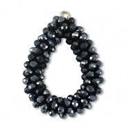 Facetten Perlen Anhänger Drop Midnight Blue