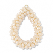 Facetten Perlen Anhänger Drop Vanilla white