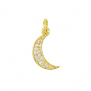 TQ Metall Brass Anh&auml;nger Zirconia Moon Gold