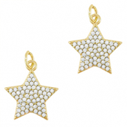 TQ Metall Brass Anh&auml;nger Zirconia Star Gold