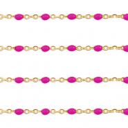 Zubehör aus Stainless Steel - Rostfreiem Stahl Gliederkette 1mm Magenta pink-gold