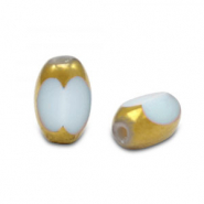Oval Glas Perlen Facet Cream grey-gold