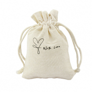 Leinen Schmuck Beutel "with love" Off white
