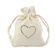 Leinen Schmuck Beutel "a special gift for you" Off white