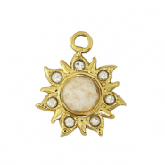 Anh&auml;nger aus Stainless Steel - Rostfreiem Stahl flower Gold / White