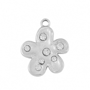 Anh&auml;nger aus Stainless Steel - Rostfreiem Stahl flower Silver / Crystal
