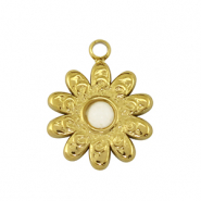 Anh&auml;nger aus Stainless Steel - Rostfreiem Stahl flower Gold / White