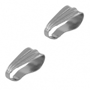 Zubeh&ouml;r aus Stainless Steel (rostfreiem Stahl) Collierschlaufe oval f&uuml;r Anh&auml;nger Silver