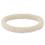 Facetten Glas Armband Vanilla white