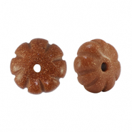 Perlen Naturstein Glas Flower Glitter brick brown