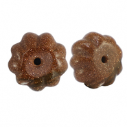 Perlen Naturstein Glas Flower Glitter brick brown
