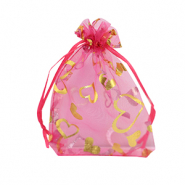 Organza Schmuck Beutel 9x12cm Heart Pink-gold