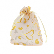 Organza Schmuck Beutel 9x12cm Heart Peach-gold
