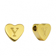 Perlen aus Stainless Steel - Rostfreiem Stahl Heart Buchstaben Y Gold